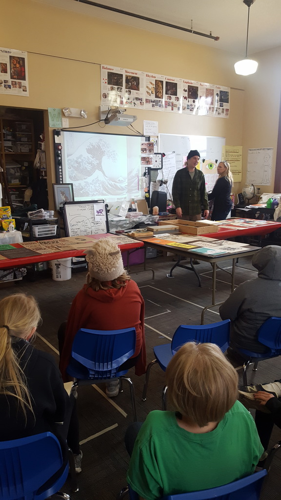 MNCS Elementary students had a surprise visitor in art class today, Mr. Kotasek who taught them about print making!
