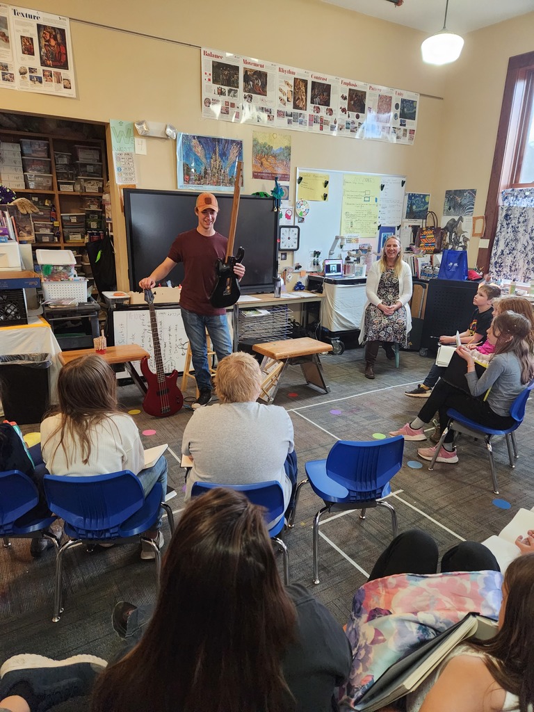 MNCS High School student Charles Kotasek visited Mrs. K's class and spoke with students about the bass guitar and harmonics! He also played a few musical classics and took requests! Thank you Charles for visiting and showing how awesome project based learning is! 
