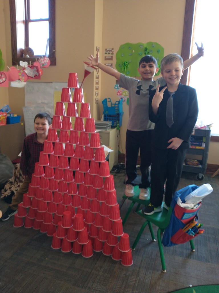 Building cups game for the 100th day of school activity!