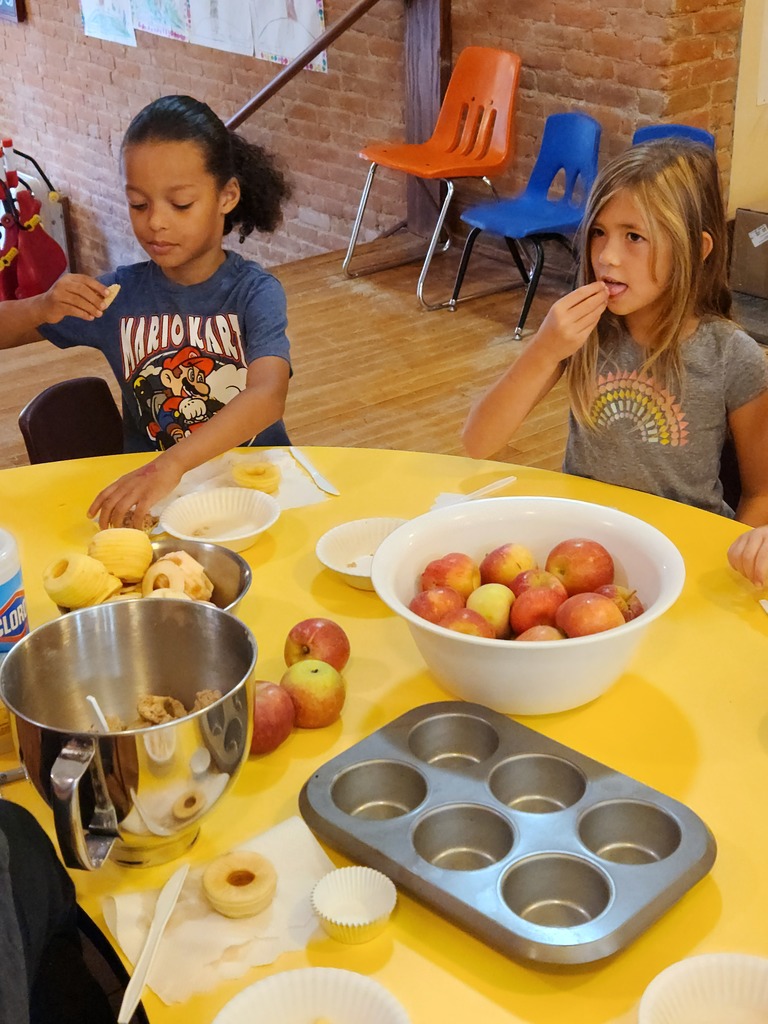Students taste-testing during apple crisp project!